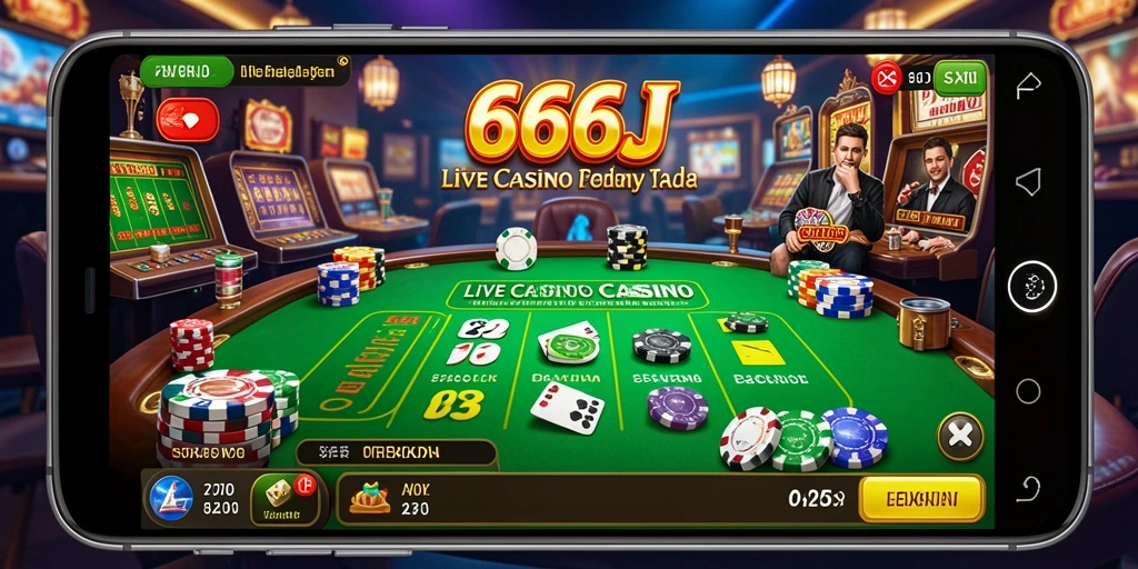Screenshot utama 666J menunjukkan dealer profesional dan gameplay interaktif Live Casino.